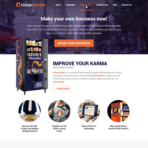Create a beautiful site for a growing healthy vending company