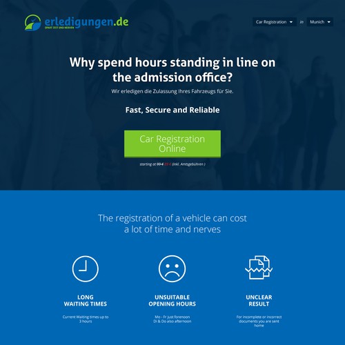 landing page for Erledigungen