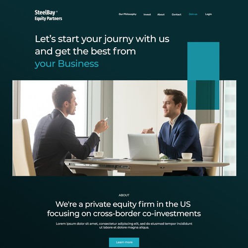 Landing Page for equity firm focusing on co-investments