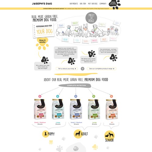Friendly Dog food website Design (Home Page)
