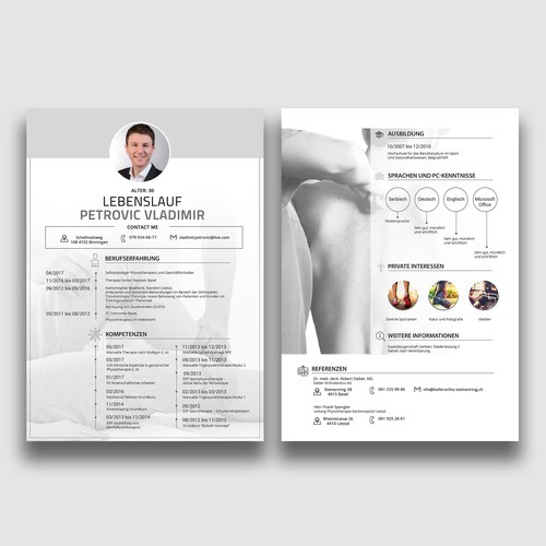 Physiotherapeut braucht ein kreatives Resume