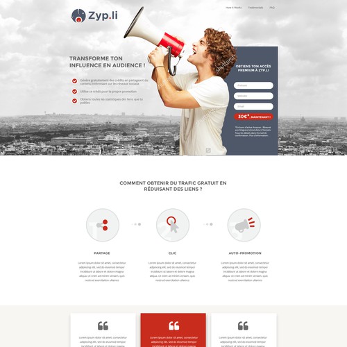 Landing page for French link shortener