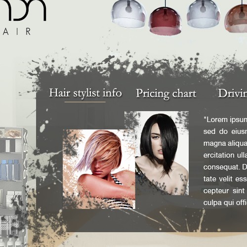 Design for hair stylist webpage