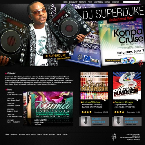 DJ looking to design a fresh new site.