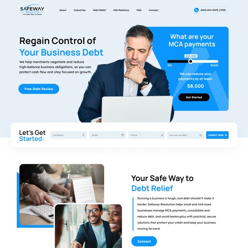 Safeway Resolution – Business Debt Relief Landing Page Design