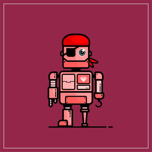 Mascot Design for Just Social (Pirate - Retro Bot)