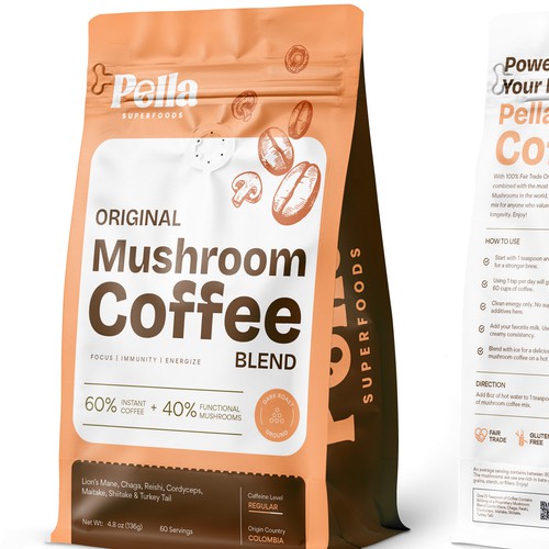 Pella Mushroom Coffee blend pouch