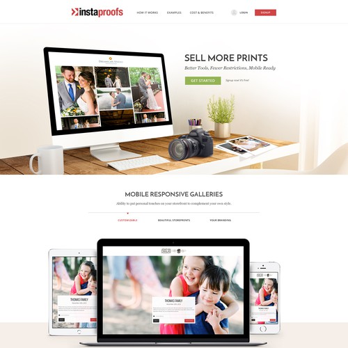 UI/UX web Designs for Instaproofs