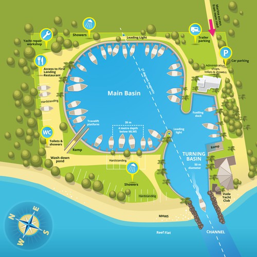  Illustrated Map for a Marina in Fiji Islands