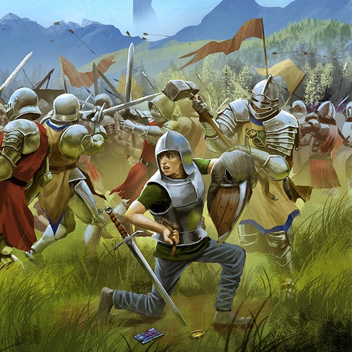 Epic Medieval Battle Illustration – Hand-Drawn Fantasy Art