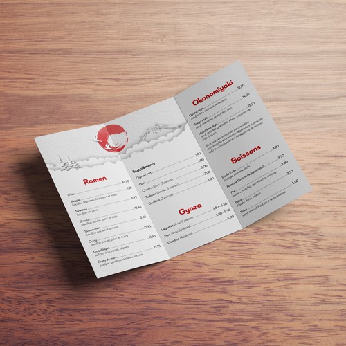 Ramen restaurant menu flyer -- inside