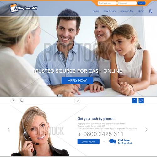 100dayloans.co.uk Home Page Redesign - A payday loans website that needs to appeal to UK audience