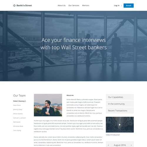 Website design for interview preparation services