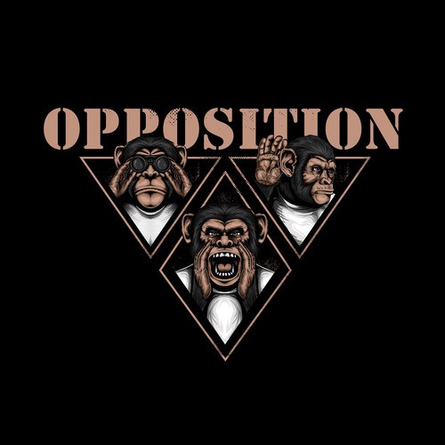 Monkey illustration concept for opposition T-shirt design