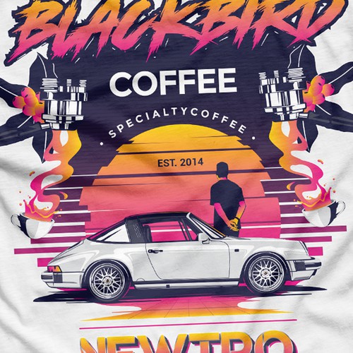 Synthwave Porsche 911 T-shirt