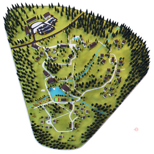 Create a detailed facility map for a large youth camp