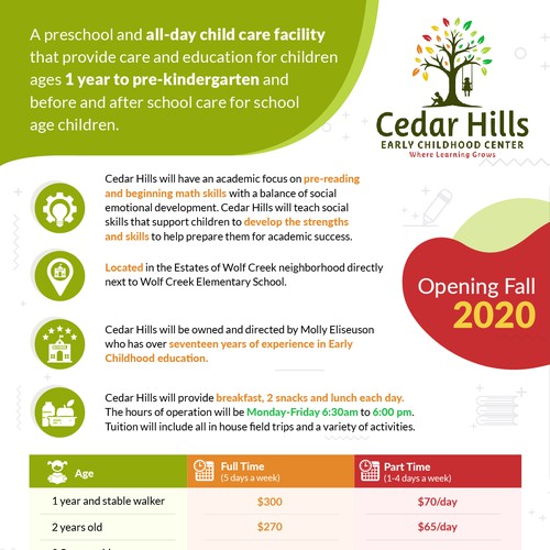 Flyer design for Cedar Hills