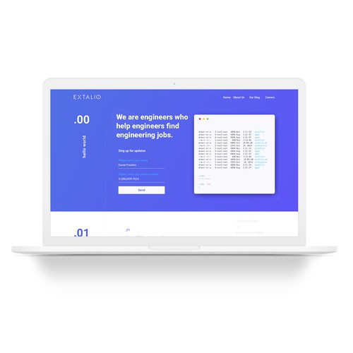 Homepage design for software recruitment company