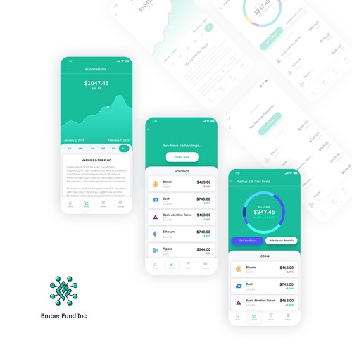 Investment cryptocurrency mobie app design