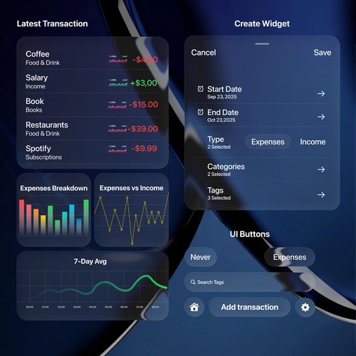iOS App design for Moondane Spending Tracker (UX focus)
