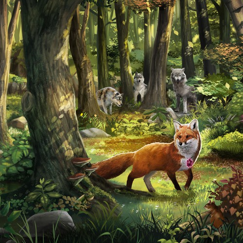 Maroon Fox Book cover Illustration