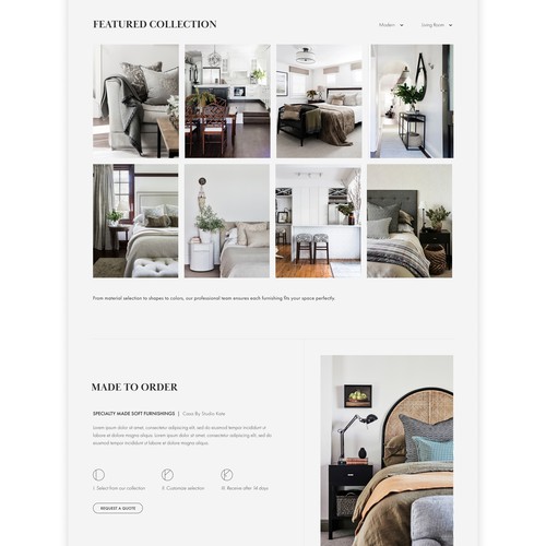 Clean, premium, chic website for upmarket interior designer