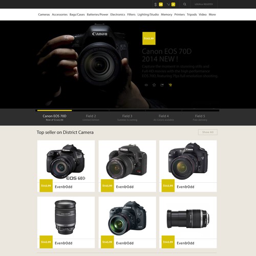 Design/Ideas for eCommerce Camera Website