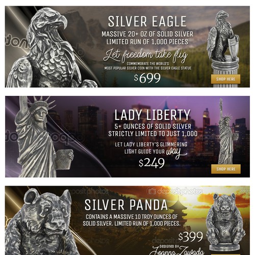 Slider images designs for a collectibles homepage