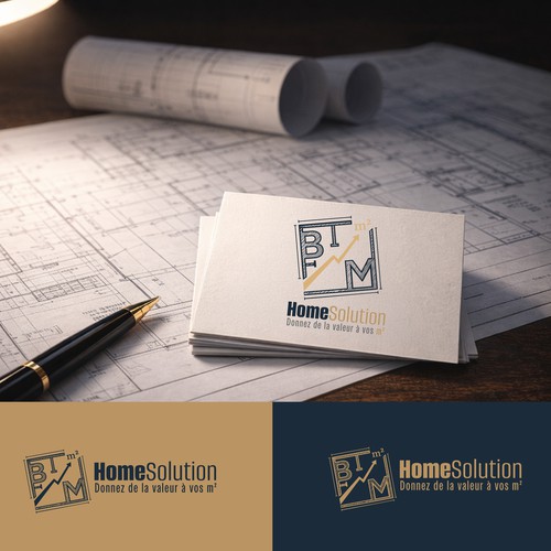 Blueprint-inspired real estate valuation logo