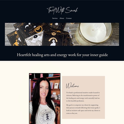 Simple site design for professional intuitive tarot reader