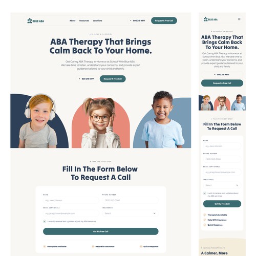 Landing page for ABA Therapy