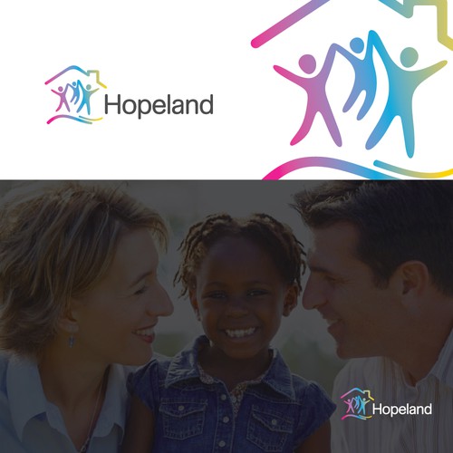  A logo with a focus on relationship between family, children, and the home.
