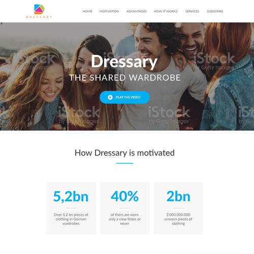 Landing page design for Dressary