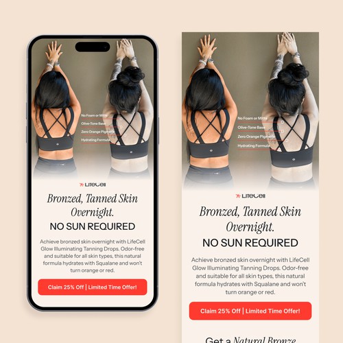 Landing page tanner for men skincare