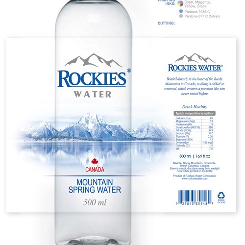label for new Canadian Mountain Spring Water