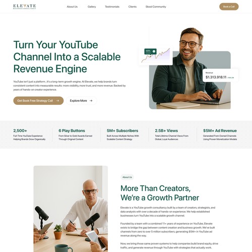 YouTube Growth Consultancy Website – Elevate