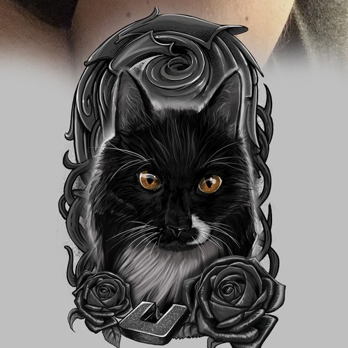 black cat tattoo