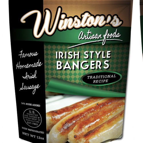Create the next product packaging for Winston Sausage