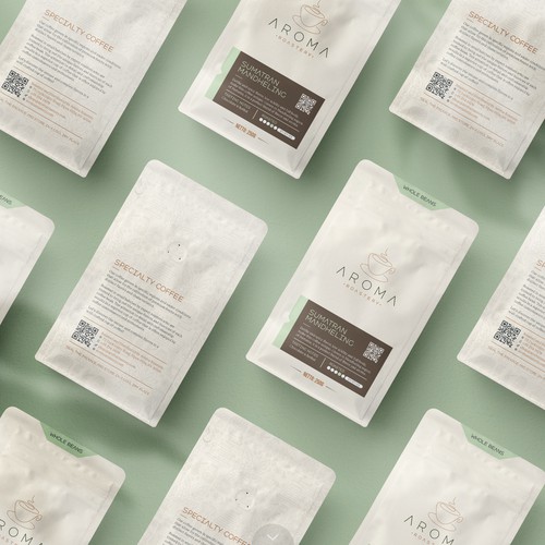 Clean yet Modern Packaging Design of Aroma Roastery Specialty Coffee