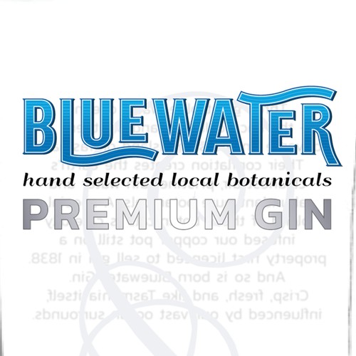 Bottle Label for "Bluewater" Tasmanian Gin