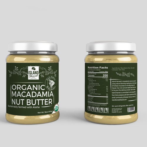 Bold packaging for Hawaiin nut butter