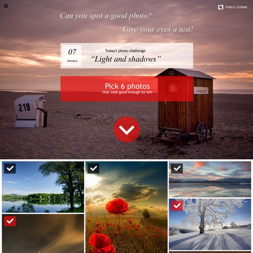 Design a minimalist photo contest website