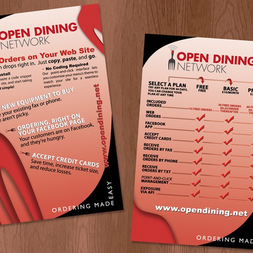 Sales Brochure for Open Dining - a web/mobile/social food ordering service