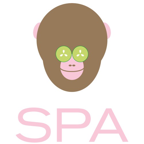 Create a cute, adorable mascot logo for Spa Monkeys