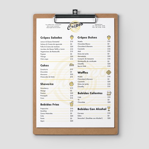 Crepeo Menu Design