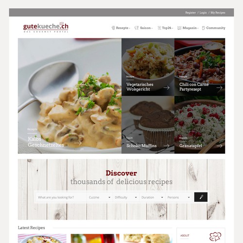 Design for a culinary website