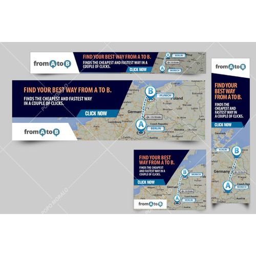 Design static banner ads for fromAtoB - the multi modal travel search engine