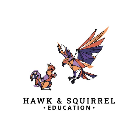 Low Poly Style Design for Hawk & Squirrel Brand