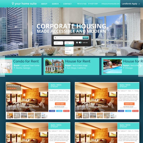 Redefine the corporate housing industry through designing a sleek, professional platform.