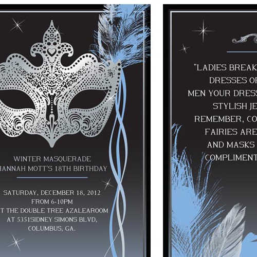 card or invitation for Daughters 18th Birthday Winter Masquerade